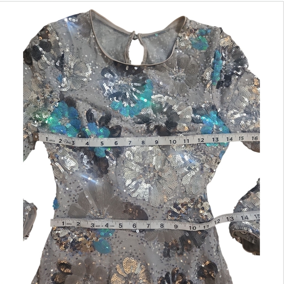 NWOT Dress the Population Sequin Floral Midi Dress 0 - Picture 4 of 10